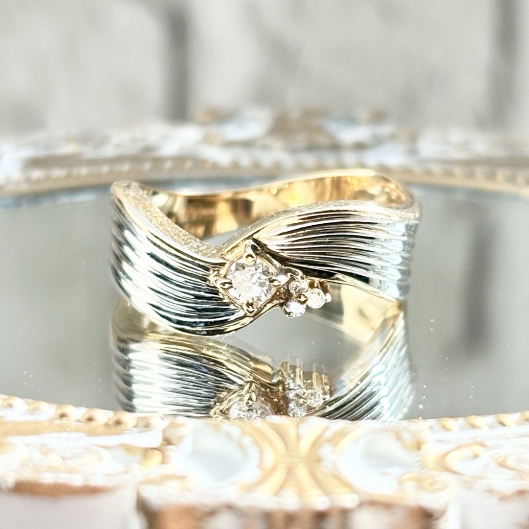 K18 Pt900 天然 ダイヤモンド リング レディースのアクセサリー(リング(指輪))の商品写真
