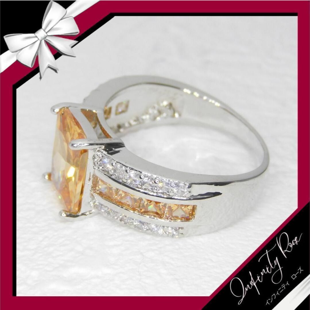 （R047SO）16号　オレンジ豪華煌めく華やかゴージャスワイドリング　指輪 レディースのアクセサリー(リング(指輪))の商品写真