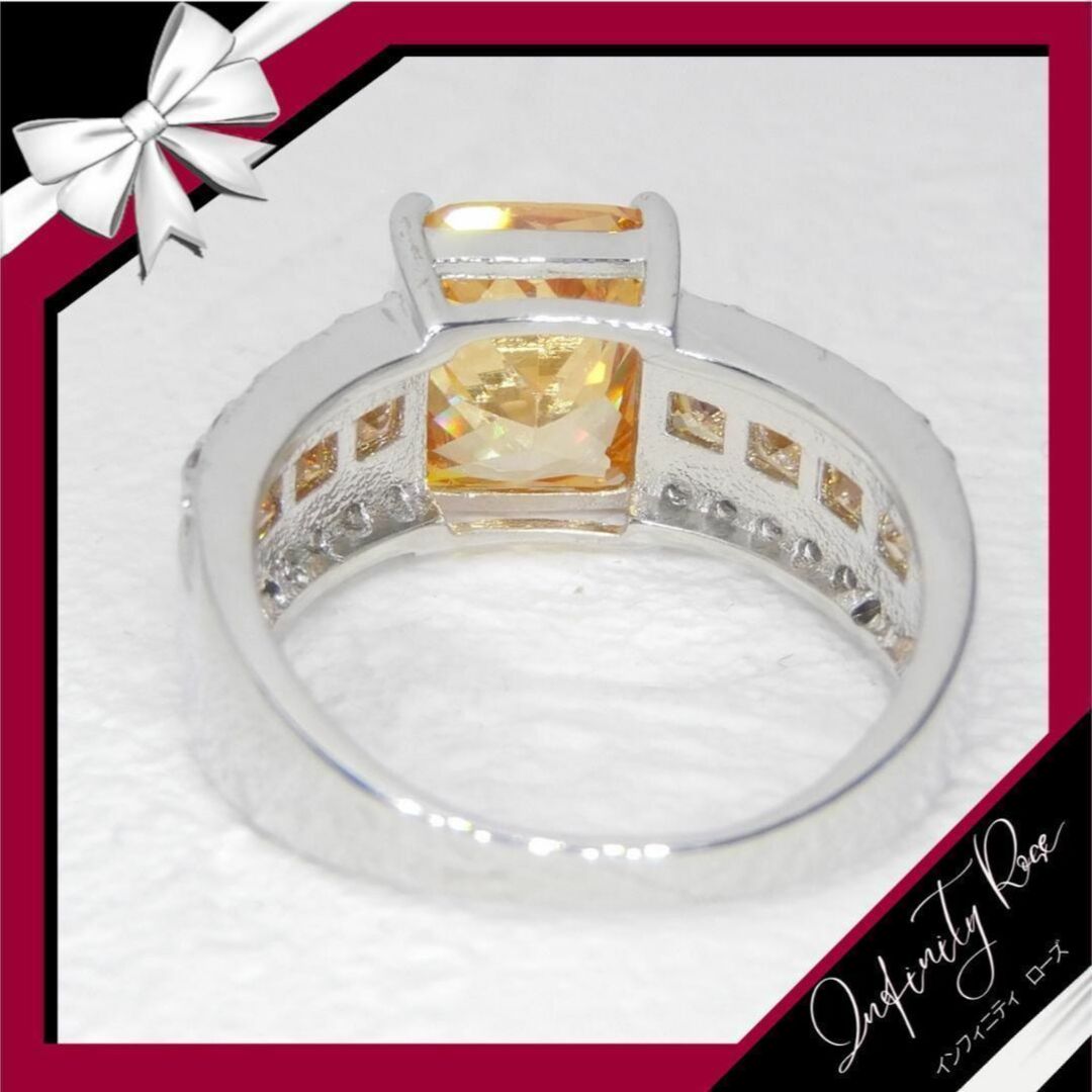 （R047SO）16号　オレンジ豪華煌めく華やかゴージャスワイドリング　指輪 レディースのアクセサリー(リング(指輪))の商品写真