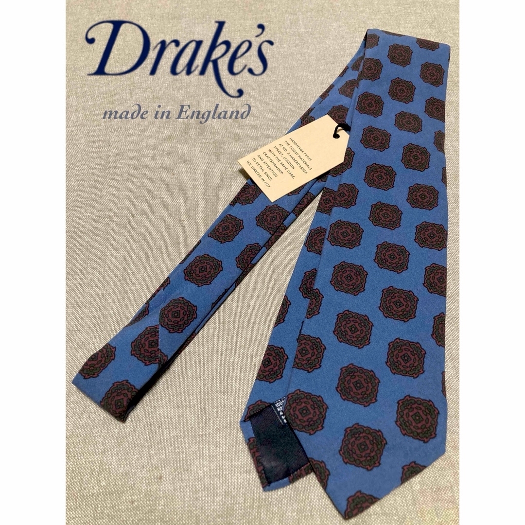 DRAKES(ドレイクス)の【新品】Drake's／ドレイクス／小紋柄／プリントタイ／ブルー／英国製 メンズのファッション小物(ネクタイ)の商品写真