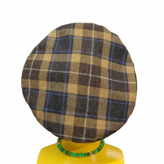 コットンツイード　タータンチェック　ベレー帽:yellow(ハンチング/ベレー帽)