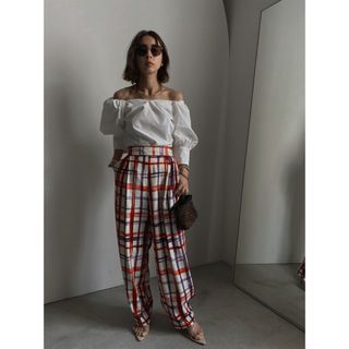 アメリヴィンテージ(Ameri VINTAGE)のAMERI HAND CHECK LOOSE PANTS(カジュアルパンツ)