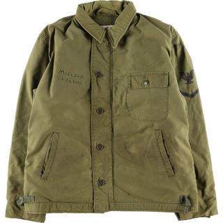 古着 70年代 米軍実品 JACKET COLD WEATHER A-2 U.S.NAVY ミリタリー デッキジャケット USA製 メンズL ヴィンテージ /evb004644(ミリタリージャケット)