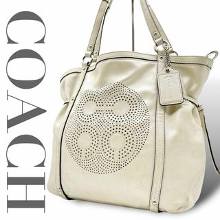 コーチ(COACH)のM086.COACH コーチトートバッグ パンチング オプアート ホワイト(トートバッグ)