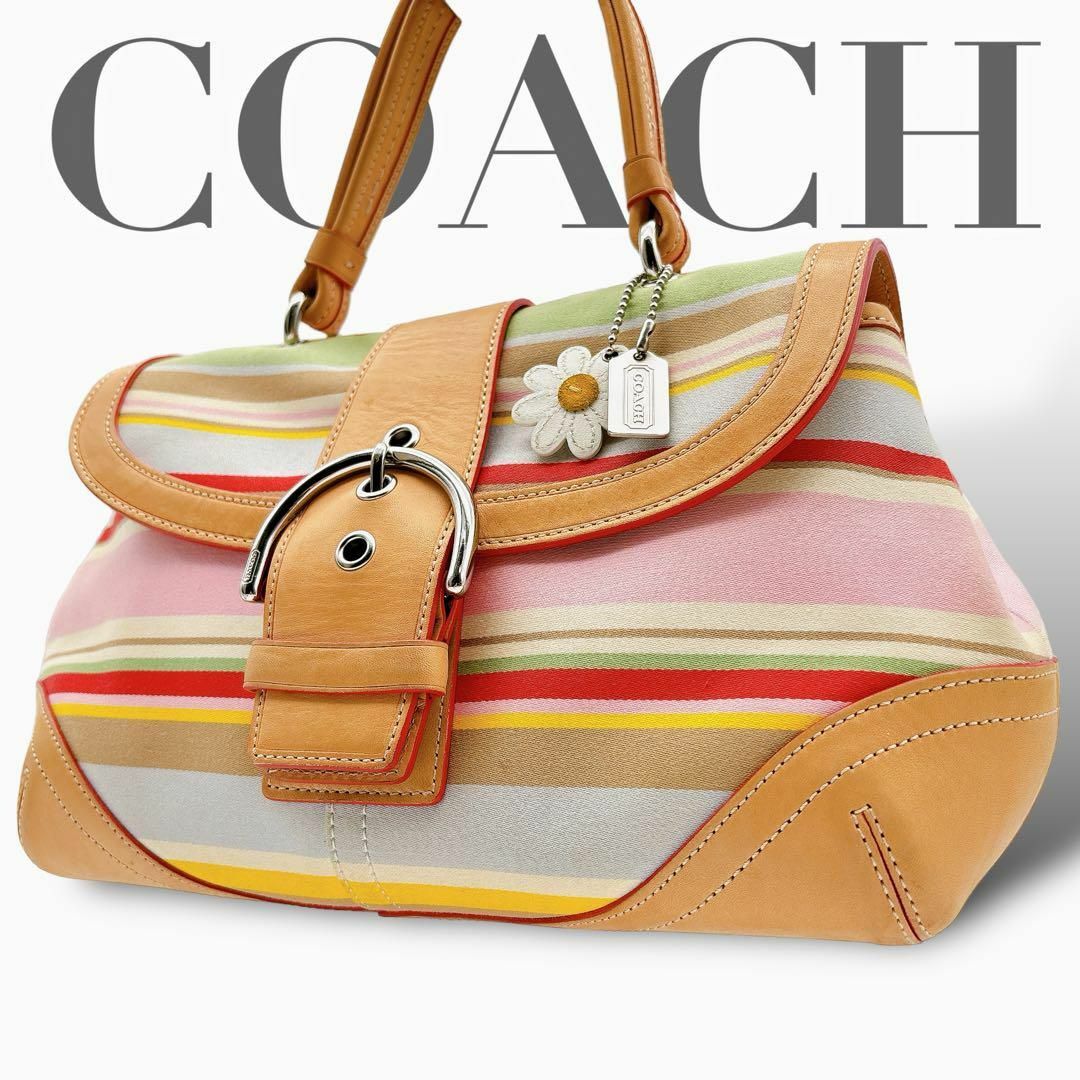 COACH(コーチ)のM084.COACH コーチ ツイルストライプトップ ハンドバッグ 4438 レディースのバッグ(ハンドバッグ)の商品写真