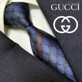 Gucci - グッチ ネクタイ GGチェーン シェリーライン ハイブランド 高級シルク 光沢感