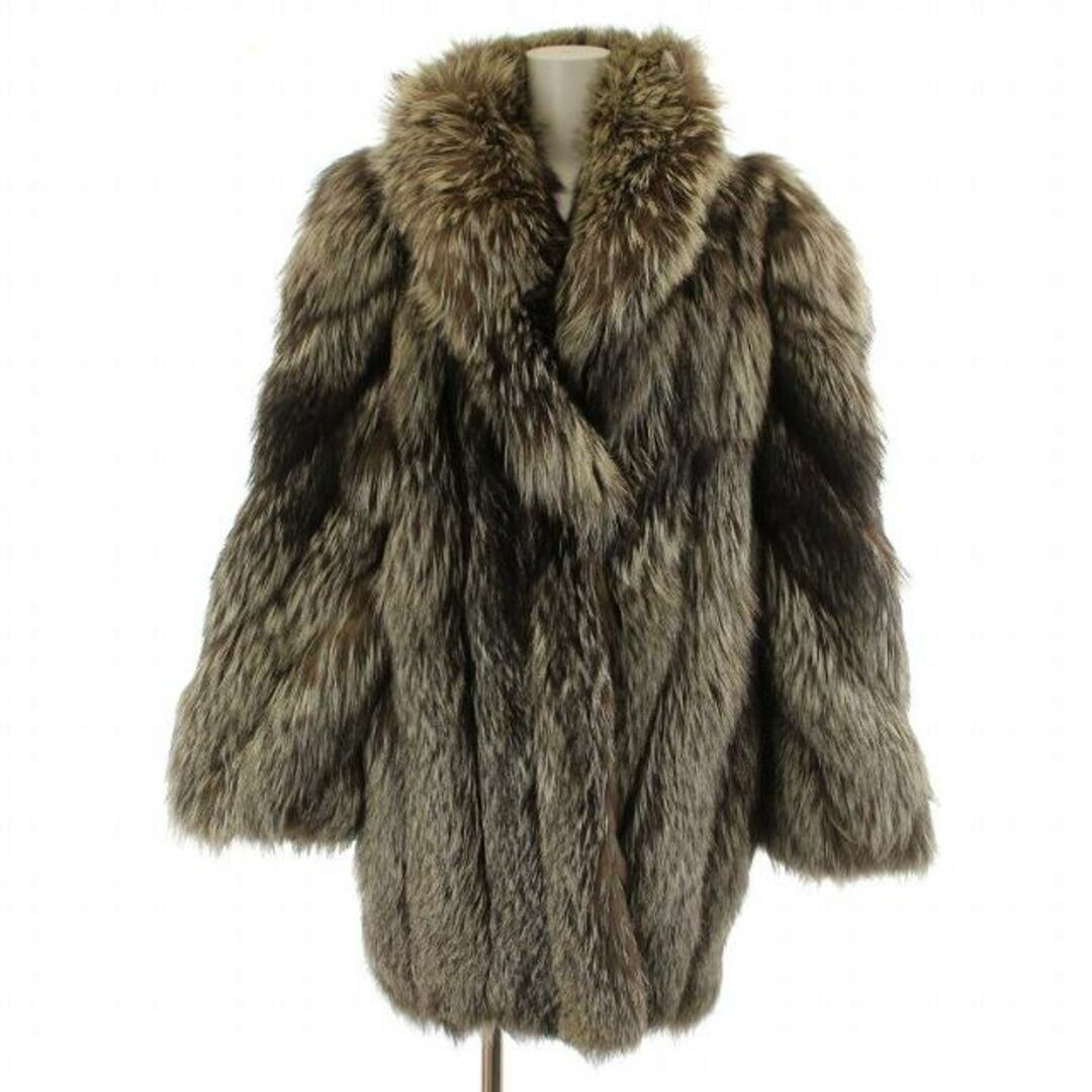 サガフォックス 銀サガ フォックス ファー コート 毛皮 セミロング 11 L レディースのジャケット/アウター(毛皮/ファーコート)の商品写真