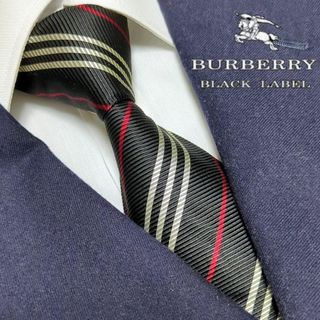 バーバリーブラックレーベル(BURBERRY BLACK LABEL)のバーバリーブラックレーベル ネクタイ ノバストライプ ハイブランド 高級 黒肉厚(ネクタイ)