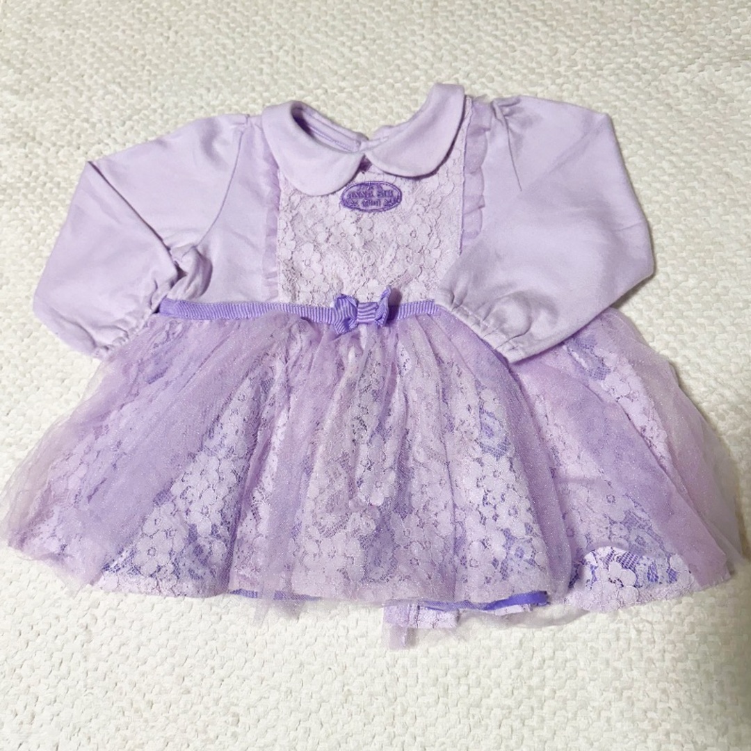 ANNA SUI mini(アナスイミニ)の美品！アナスイミニ80 ベビードレス　セットアップ キッズ/ベビー/マタニティのベビー服(~85cm)(ワンピース)の商品写真