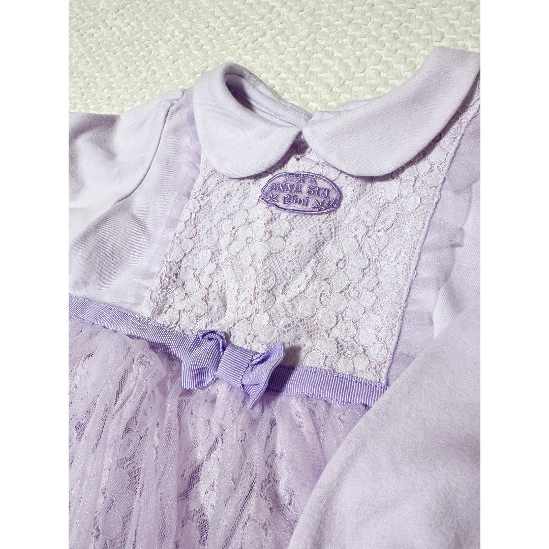 ANNA SUI mini(アナスイミニ)の美品！アナスイミニ80 ベビードレス　セットアップ キッズ/ベビー/マタニティのベビー服(~85cm)(ワンピース)の商品写真