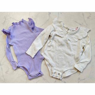 ザラキッズ(ZARA KIDS)のzarababy ビッグカラー　襟レースロンパース　80 フリル　まとめ売り(ロンパース)