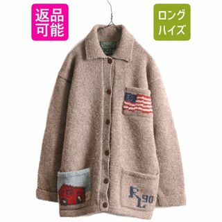 ラルフローレン(Ralph Lauren)のRL-90 手編み 90s ポロカントリー ラルフローレン ハンドニット カーディガン レディース M / オールド ネイティブ セーター カウチン 絵柄(カーディガン)