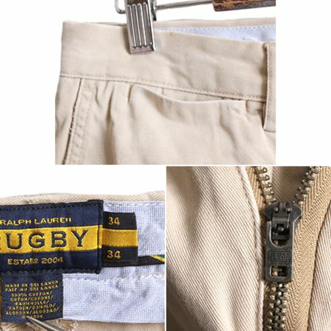 Ralph Lauren(ラルフローレン)のラグビー ラルフローレン コットン チノ パンツ メンズ 34 34 / RUGBY スラックス ノータック スリム ストレート チノパン アーミー タイプ メンズのパンツ(スラックス)の商品写真