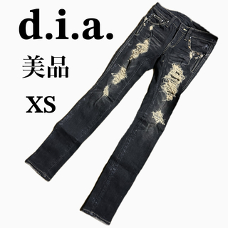 【美品】d.i.a デニム ダメージスキニー XS ダイヤ