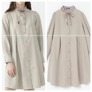 ブルーレーベルクレストブリッジ(BLUE LABEL CRESTBRIDGE)のブルーレーベルクレストブリッジ　ベージュ　シャツワンピース(ひざ丈ワンピース)