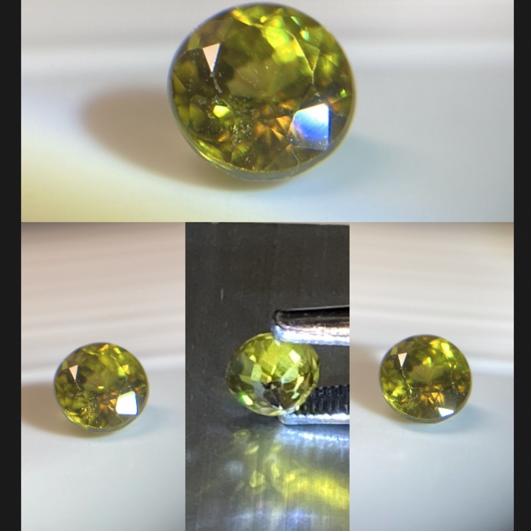 天然スフェーンルース　ラウンドカット　0.746ct  ソーティング付き レディースのアクセサリー(その他)の商品写真