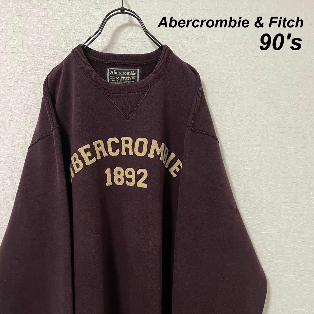 Abercrombie&Fitch(アバクロンビーアンドフィッチ)の90's オールド アバクロンビー＆フィッチ スウェット 赤紫 アーチロゴ メンズのトップス(スウェット)の商品写真