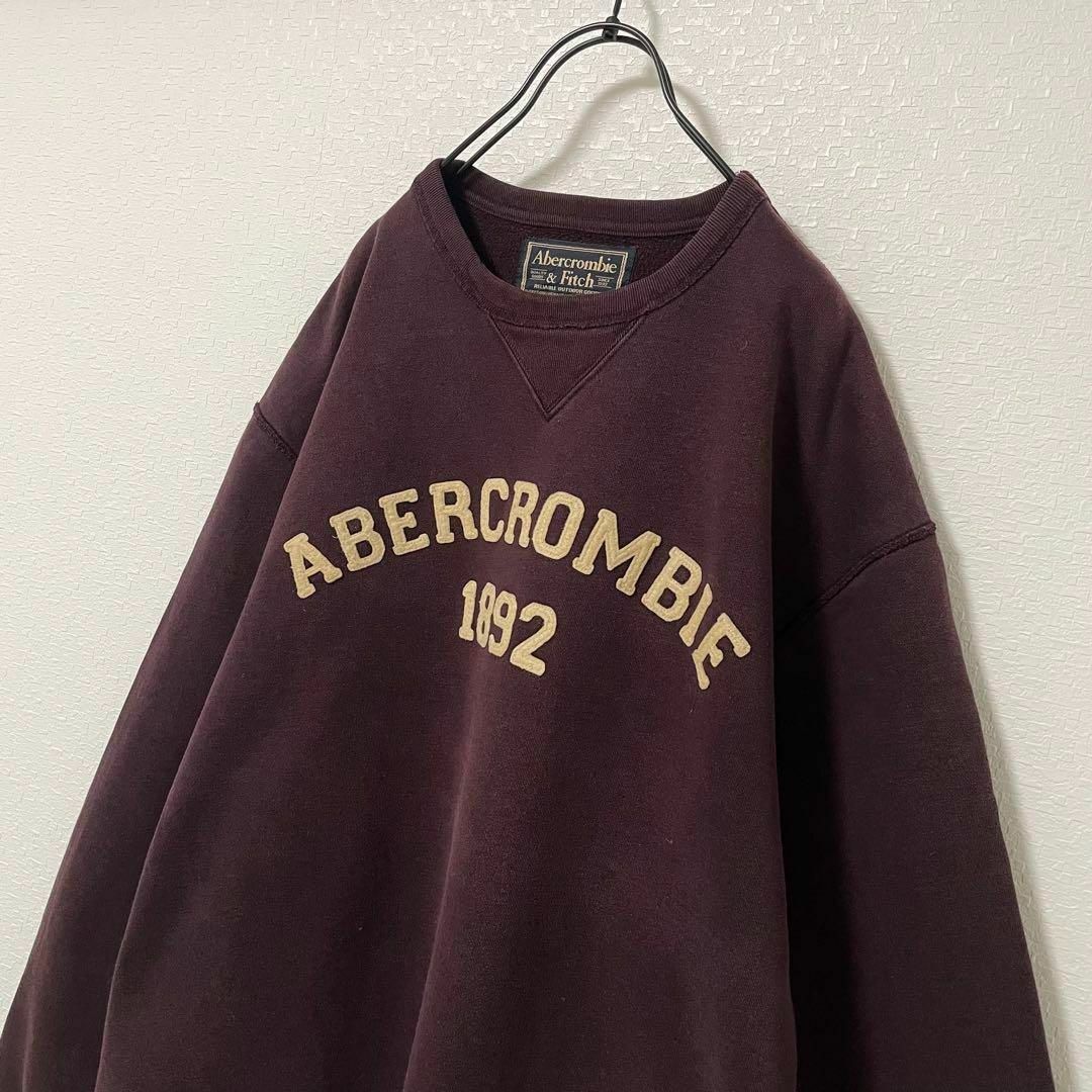 Abercrombie&Fitch(アバクロンビーアンドフィッチ)の90's オールド アバクロンビー＆フィッチ スウェット 赤紫 アーチロゴ メンズのトップス(スウェット)の商品写真