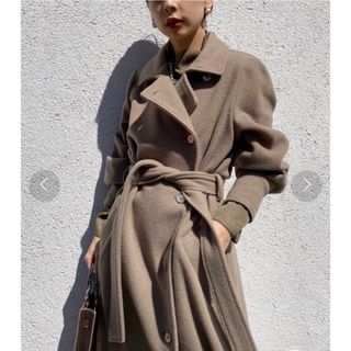 アメリヴィンテージ(Ameri VINTAGE)のameri POOFY FLARE LONG COAT グレージュ(ロングコート)