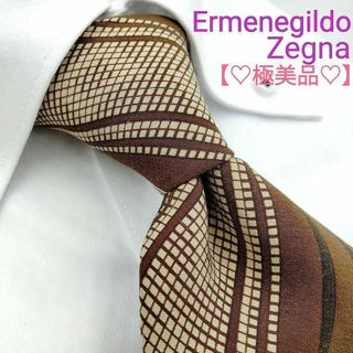 エルメネジルドゼニア(Ermenegildo Zegna)のエルメネジルドゼニア ネクタイ ブラウン ストライプ シルク [BN](ネクタイ)