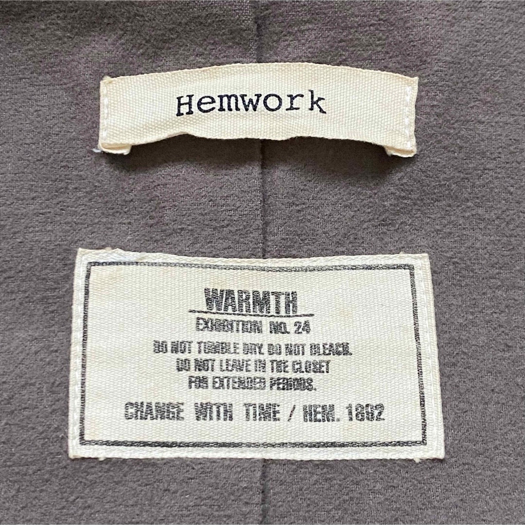 Hemwork　ヘムワーク　ダッフルコート　Mサイズ　グレー　日本製 レディースのジャケット/アウター(ダッフルコート)の商品写真