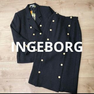 【極美品】インゲボルグ【美品】INGEBORG  ノーカラー　プリーツ　切り替え総柄