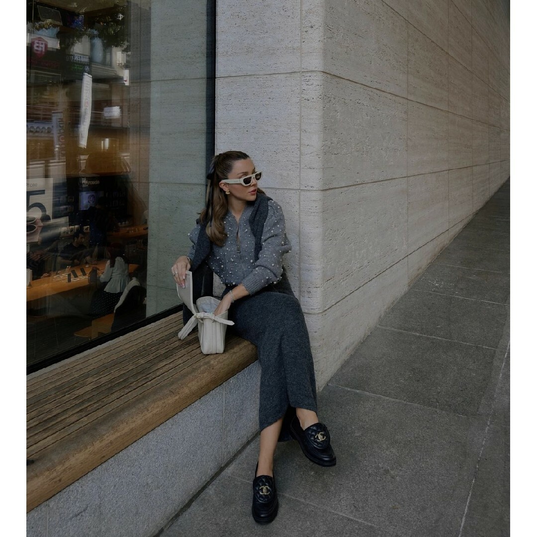 ZARA - ZARA フェイクパール ニットボンバージャケット Sサイズ ZARA - ZARA フェイクパール ニットボンバージャケット Sサイズ
