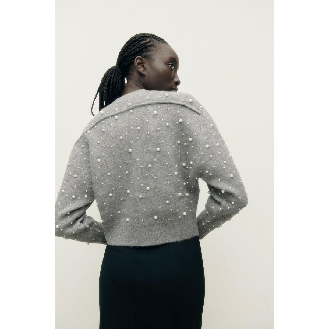 ZARA - ZARA フェイクパール ニットボンバージャケット Sサイズ ZARA - ZARA フェイクパール ニットボンバージャケット Sサイズ