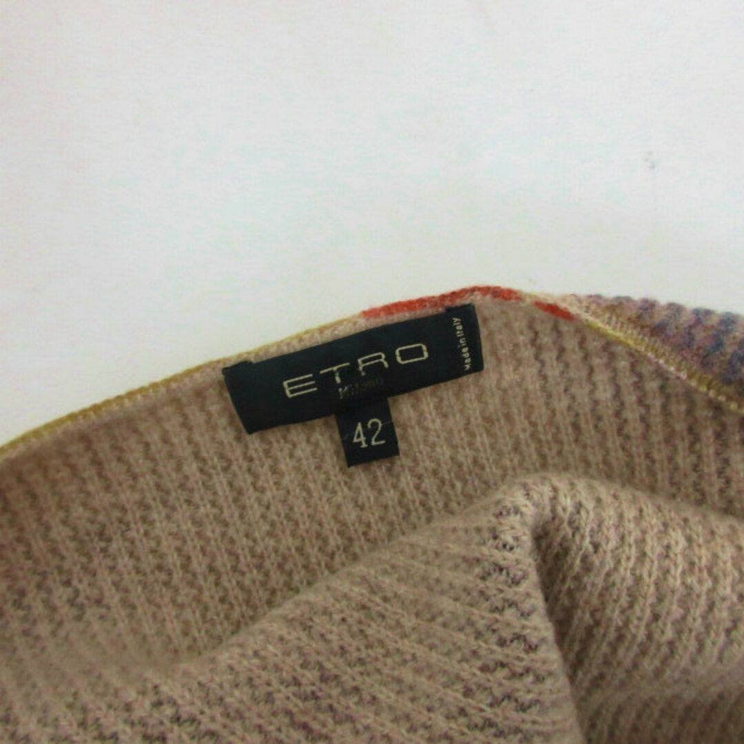 ETRO(エトロ)のエトロ ニットワンピース 総柄 シルク混 長袖 ひざ丈 ベージュ L IBO47 レディースのワンピース(ひざ丈ワンピース)の商品写真