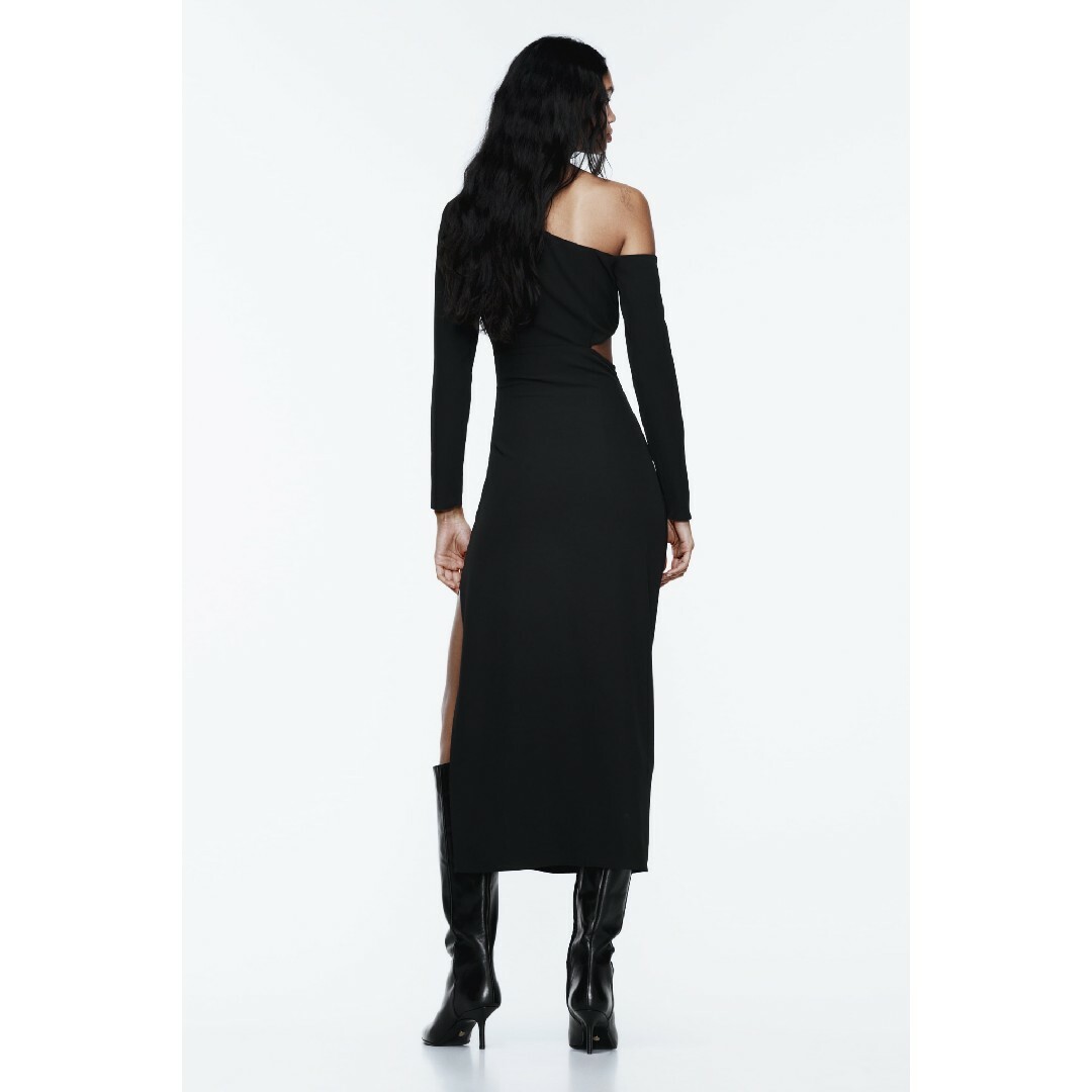 ZARA - ZARA アシンメトリー ドレープ ミディワンピース Lサイズ ZARA - ZARA アシンメトリー ドレープ ミディワンピース Lサイズ