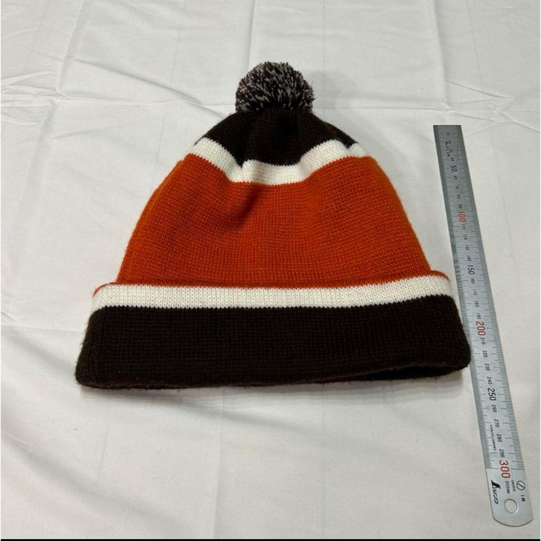 VINTAGE(ヴィンテージ)のヴィンテージ 90s 古着 ニット帽 ボンボン ボーダー usa製 レディースの帽子(ニット帽/ビーニー)の商品写真