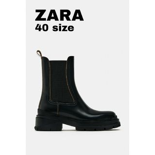 ZARA - 【ZARA】ザラ 25 ブーツ 39 ブラックサイドジップの通販 by