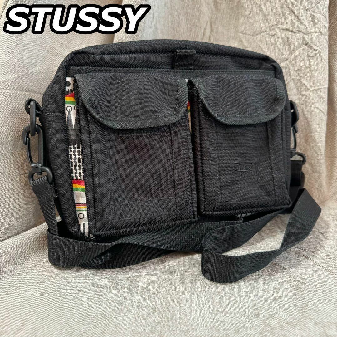 STUSSY(ステューシー)の希少 ステューシー クラウン 柄 ロゴ刺繍 ショルダーバック メンズのバッグ(ショルダーバッグ)の商品写真