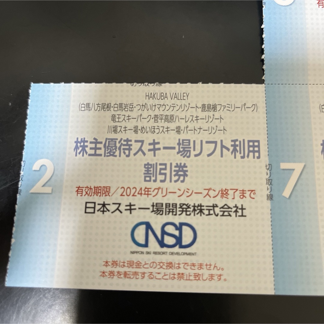 日本スキー場開発　株主優待 チケットの施設利用券(スキー場)の商品写真