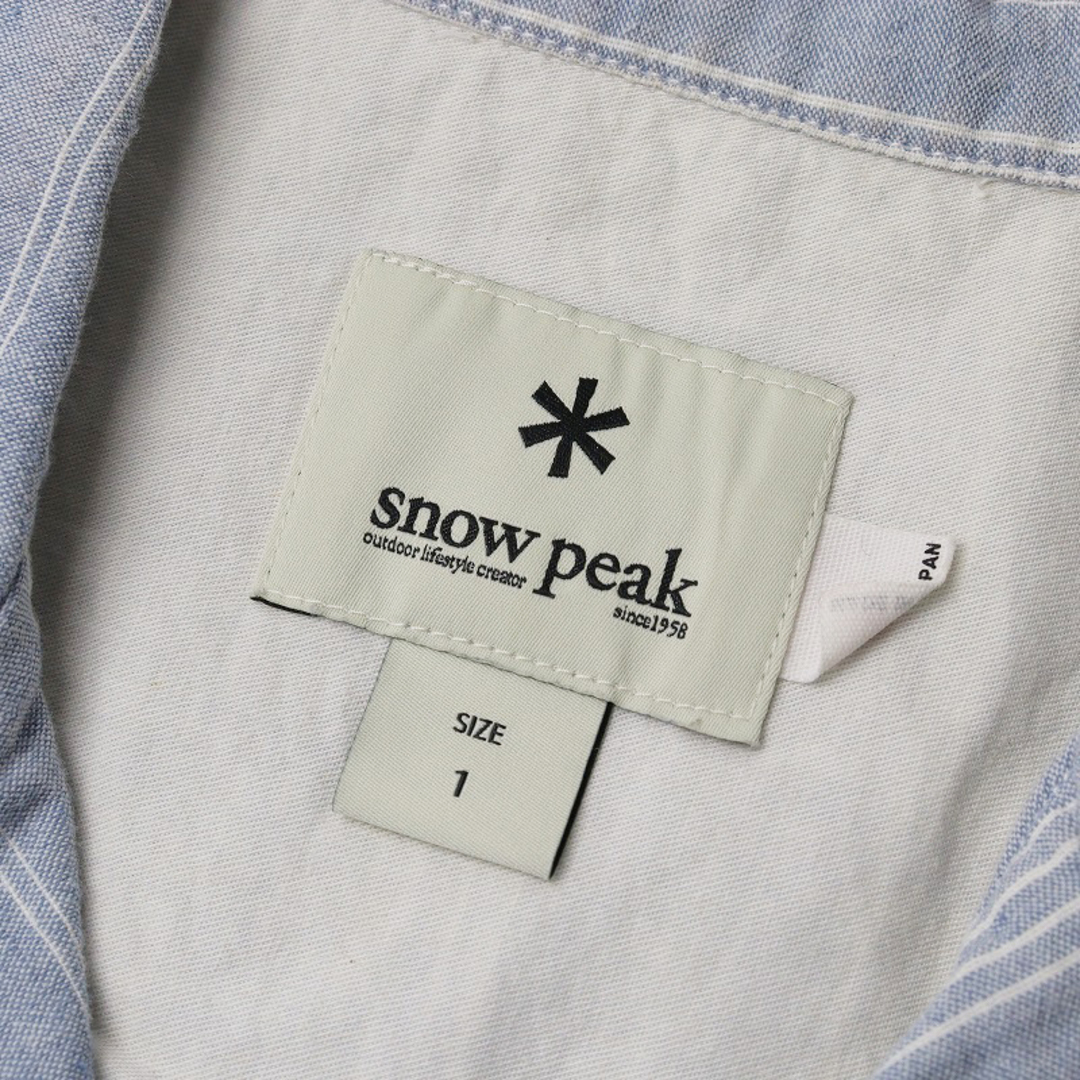 Snow Peak(スノーピーク)のスノーピーク snow peak ストライプ オープンカラーシャツ 1/ブルー ブラウス 半袖 コットンリネン【2400013722605】 レディースのトップス(シャツ/ブラウス(半袖/袖なし))の商品写真