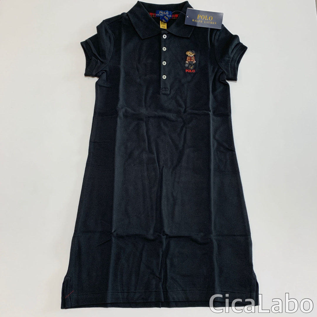 Ralph Lauren(ラルフローレン)の【新品】ラルフローレン ポロベア ポロシャツ ワンピース ブラック S キッズ/ベビー/マタニティのキッズ服女の子用(90cm~)(ワンピース)の商品写真