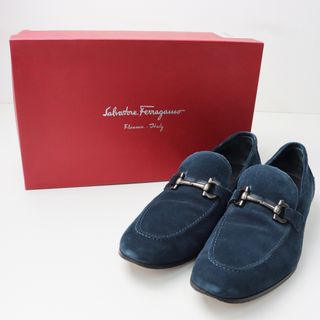 メンズ サルヴァトーレフェラガモ Salvatore Ferragamo TAPAS スウェードレザー ビットローファー 7 EE/ブルー系 ▽【2400030055373】