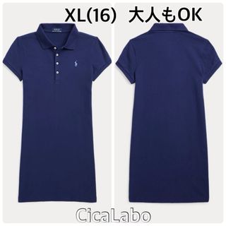 ラルフローレン(Ralph Lauren)の【新品】ラルフローレン ポニーロゴ ポロシャツ ワンピース ネイビーブルー XL(ワンピース)