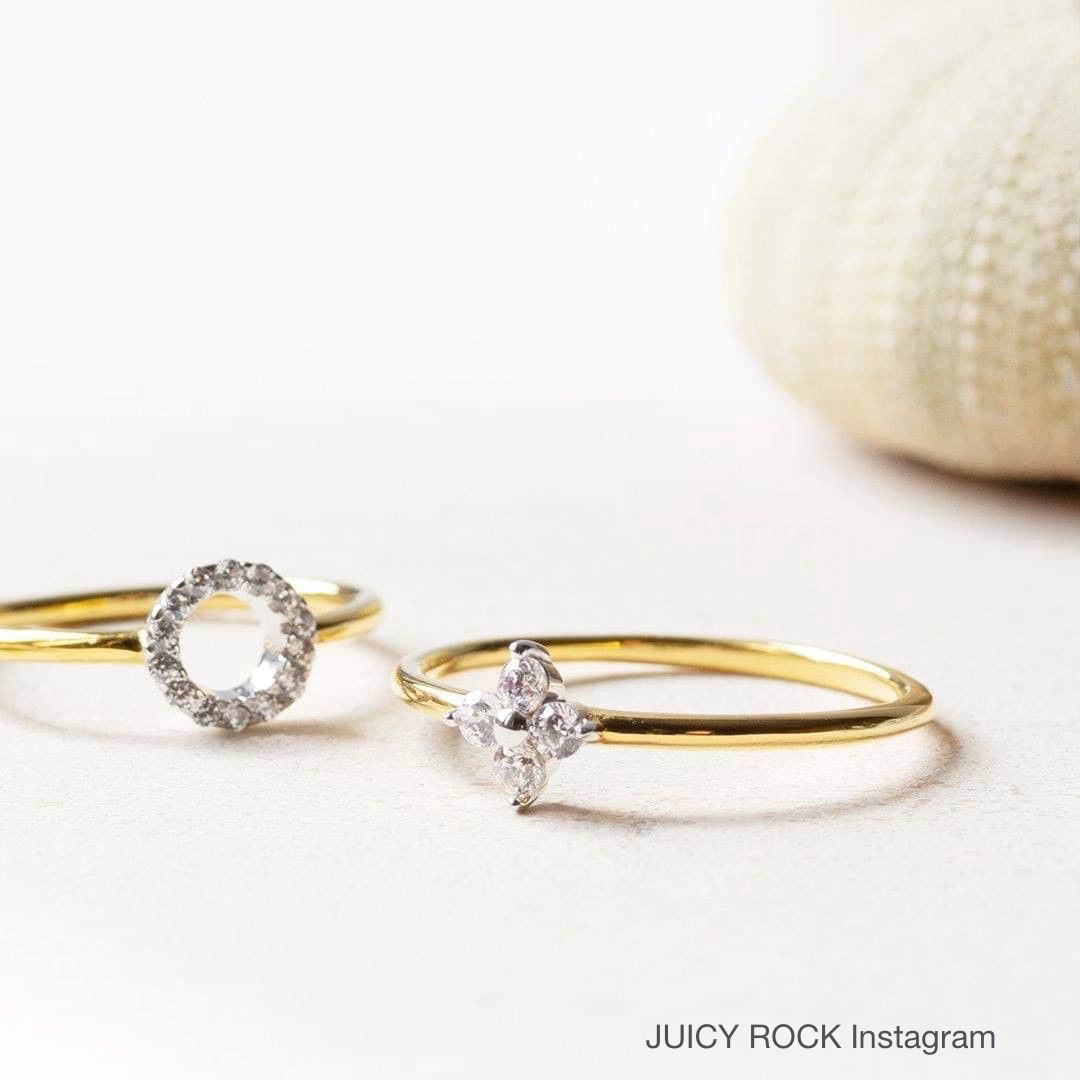 JUICYROCK ORIGINAL(ジューシーロックオリジナル)のJUICY ROCK パヴェフラワー コンビリング S925 【5号】 レディースのアクセサリー(リング(指輪))の商品写真