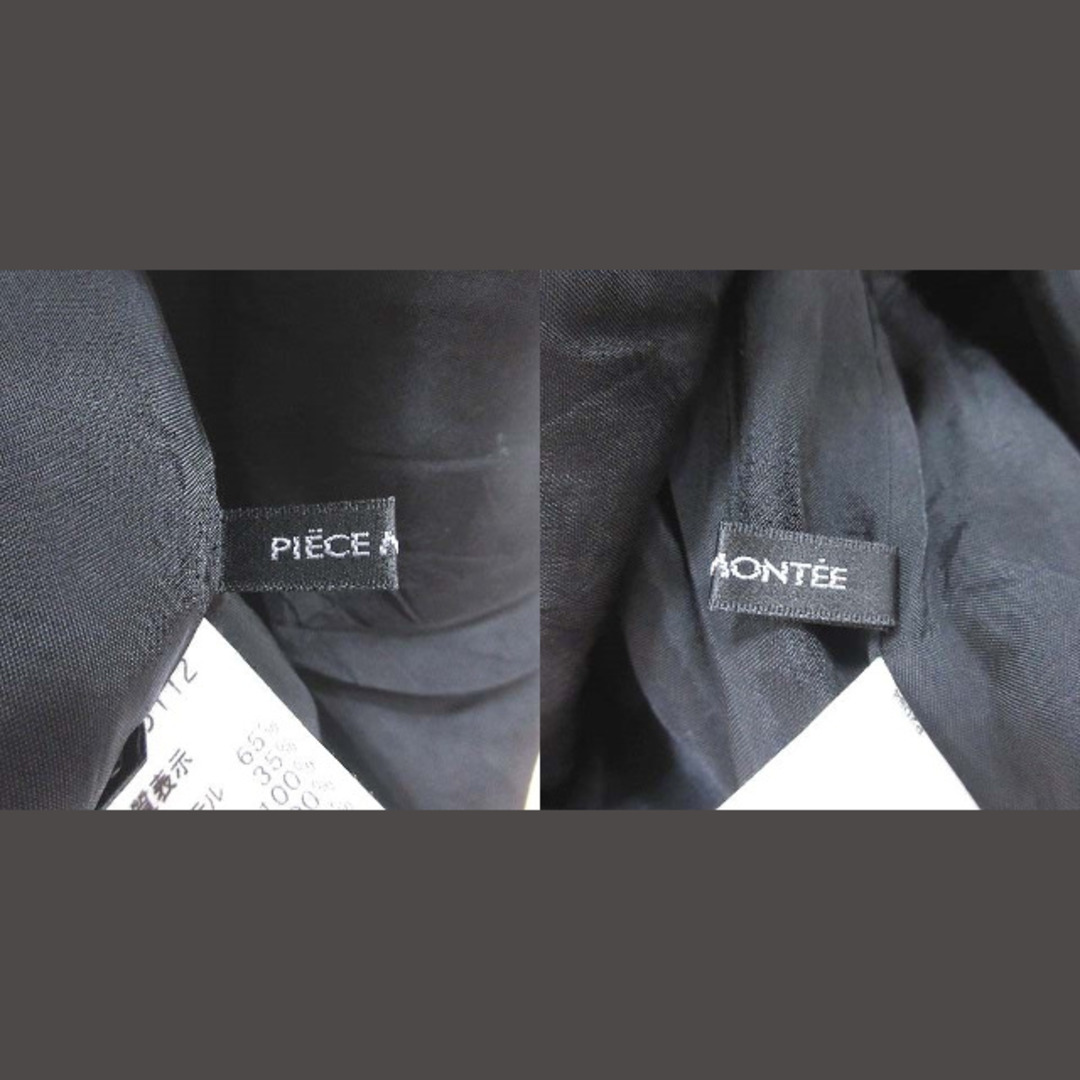 ピエスモンテ ワンピース ひざ丈 七分袖 レース 刺繍 スエード調 38 黒 レディースのワンピース(ひざ丈ワンピース)の商品写真