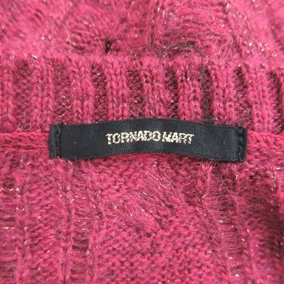TORNADO MART(トルネードマート)のトルネードマート ケーブルニット セーター 長袖 チュニック丈 Uネック 赤 レディースのトップス(ニット/セーター)の商品写真