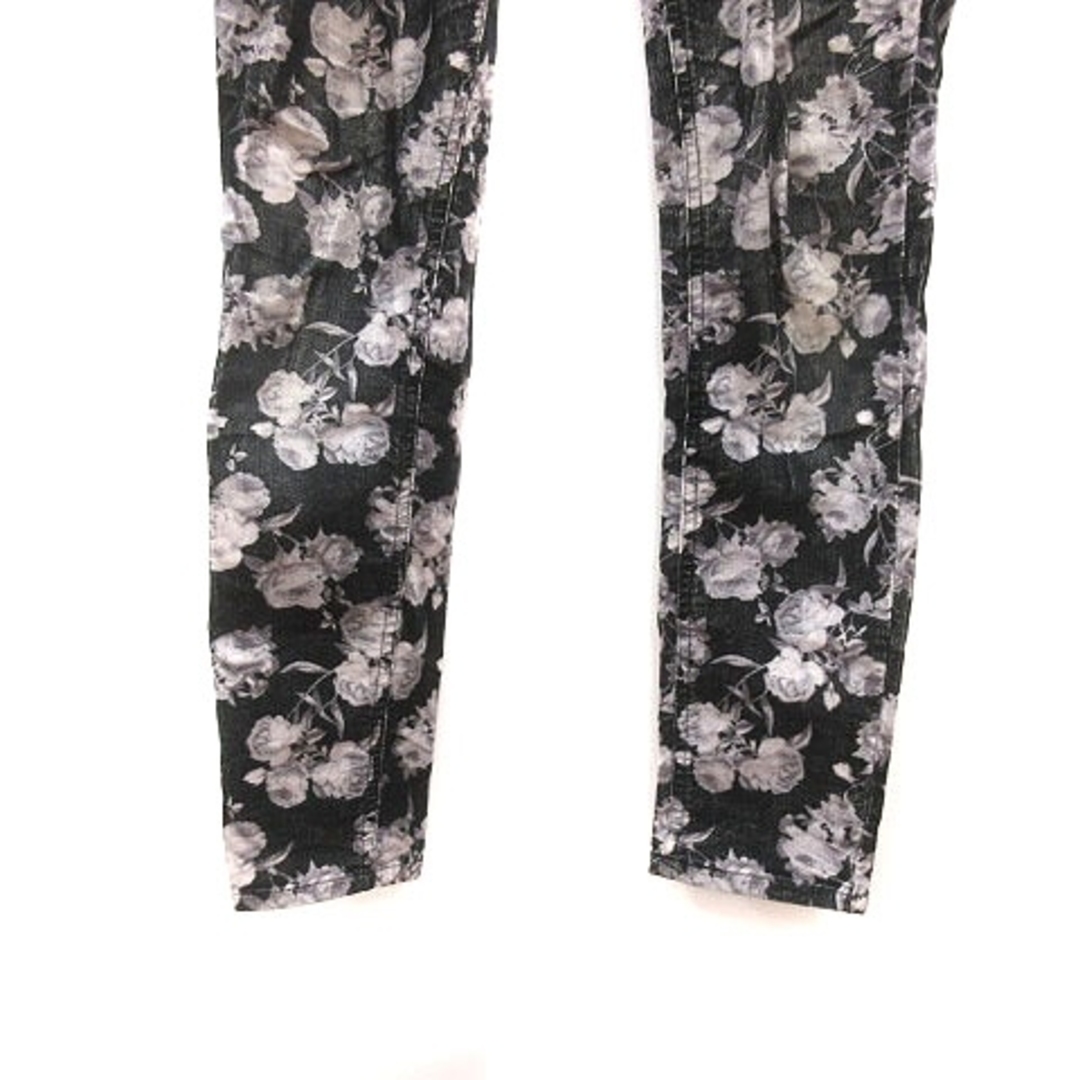 OZOC(オゾック)のオゾック スキニーパンツ 花柄 コーデュロイ 38 黒 ブラック ピンク ■MO レディースのパンツ(その他)の商品写真