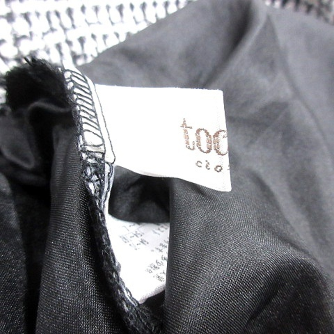 tocco(トッコ)のトッコ タイトスカート ひざ丈 ビジュー ツイード チェック M 白 ホワイト レディースのスカート(ひざ丈スカート)の商品写真
