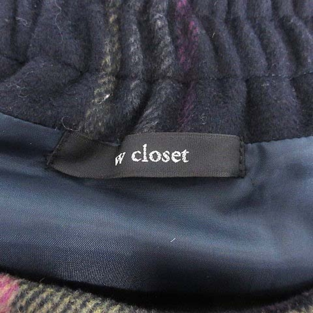 w closet(ダブルクローゼット)のw closet 台形スカート ひざ丈 チェック F 紺 ネイビー /YK レディースのスカート(ひざ丈スカート)の商品写真