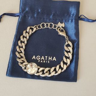 よろしくお願い致しますAGATHA PARIS 本物のシルバーファッションバングルブレスレット♪♪♪