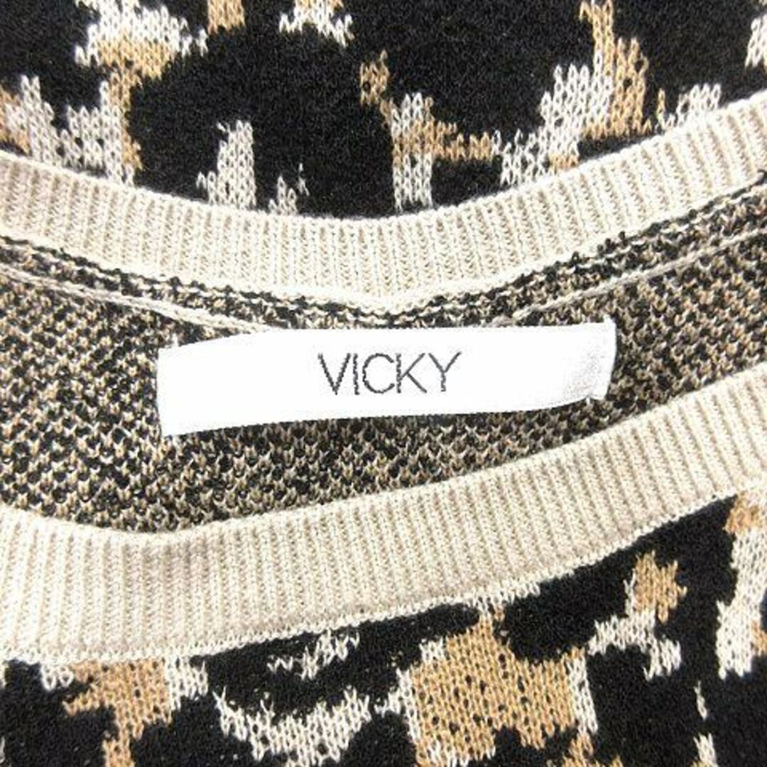 VICKY(ビッキー)のビッキー ニットセーター ボートネック レオパード ヒョウ柄 長袖 2 ベージュ レディースのトップス(ニット/セーター)の商品写真