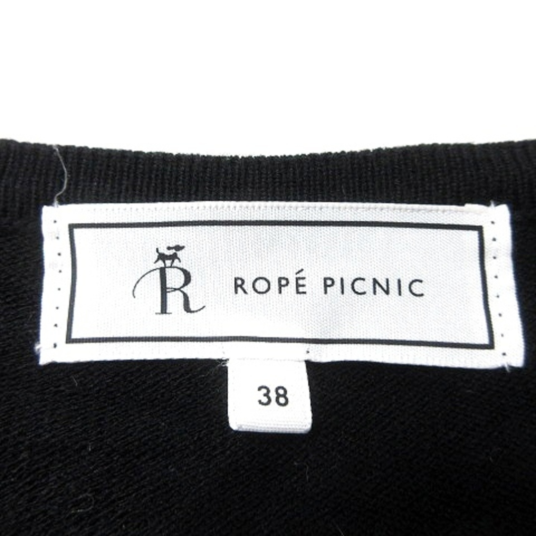 Rope' Picnic(ロペピクニック)のロペピクニック ROPE ワンピース ニット ミニ チェック 長袖 38 黒 レディースのワンピース(ミニワンピース)の商品写真