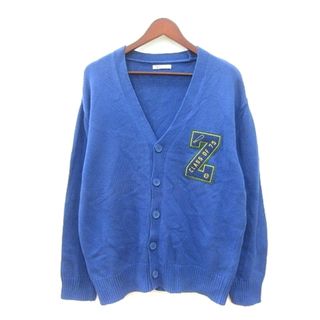 ザラ(ZARA)のザラ ZARA カーディガン ニット ワッペン M 青 ブルー /MN(カーディガン)