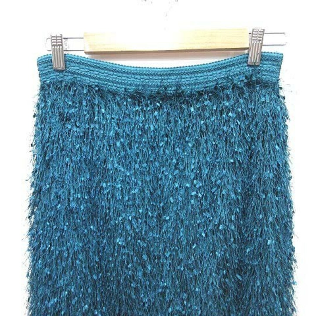 Lily Brown(リリーブラウン)のリリーブラウン フリンジスカート タイト ロング ニット F 青 ブルー レディースのスカート(ロングスカート)の商品写真