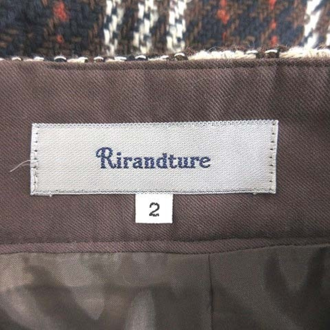Rirandture(リランドチュール)のリランドチュール タックスカート 台形 ミニ ツイード チェック ベルト 2 茶 レディースのスカート(ミニスカート)の商品写真